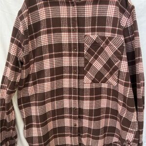 Aerie Brown and Pink Flannel Women's Shirt